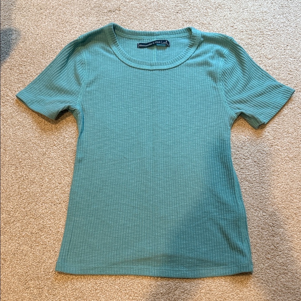 Abercrombie & Fitch Sea Green Ribbed Tee